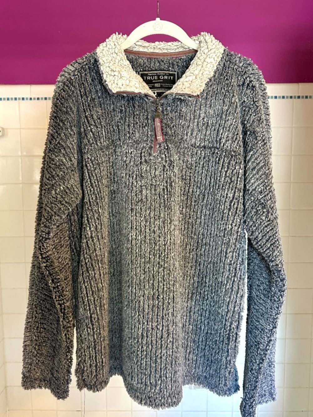 True Grit Frosty Cord Pile 1/4 Zip Pullover